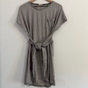 Main Strip - Striped Open Back Tee Shirt Dress